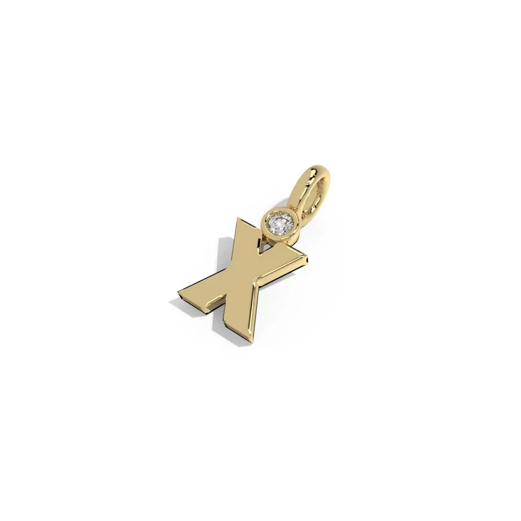 Gold Smooth Charm Letter Pendant - Heart