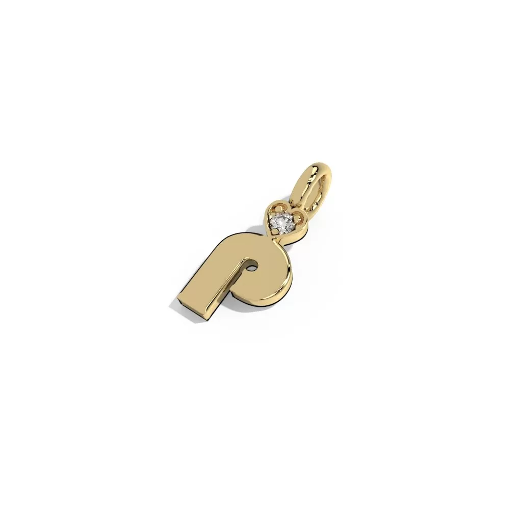 Gold Smooth Charm Letter Pendant - Heart