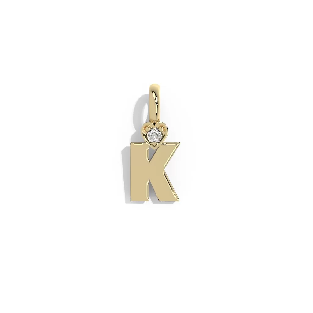 Gold Smooth Charm Letter Pendant - Heart