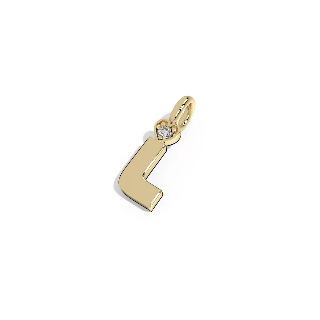 Gold Smooth Charm Letter Pendant - Heart