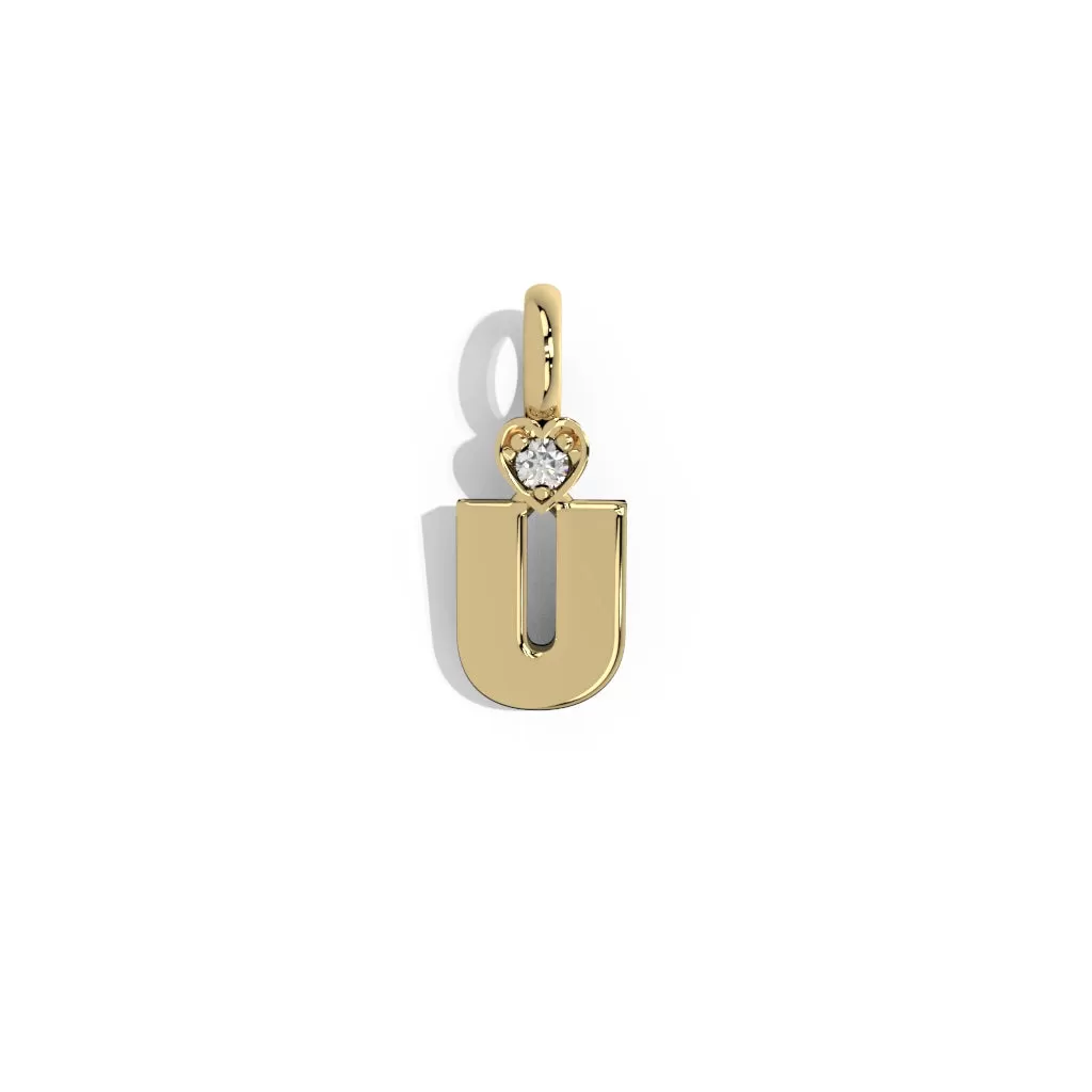 Gold Smooth Charm Letter Pendant - Heart