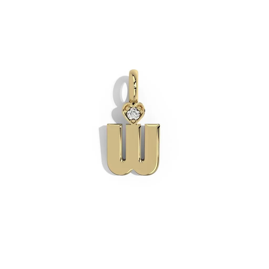 Gold Smooth Charm Letter Pendant - Heart