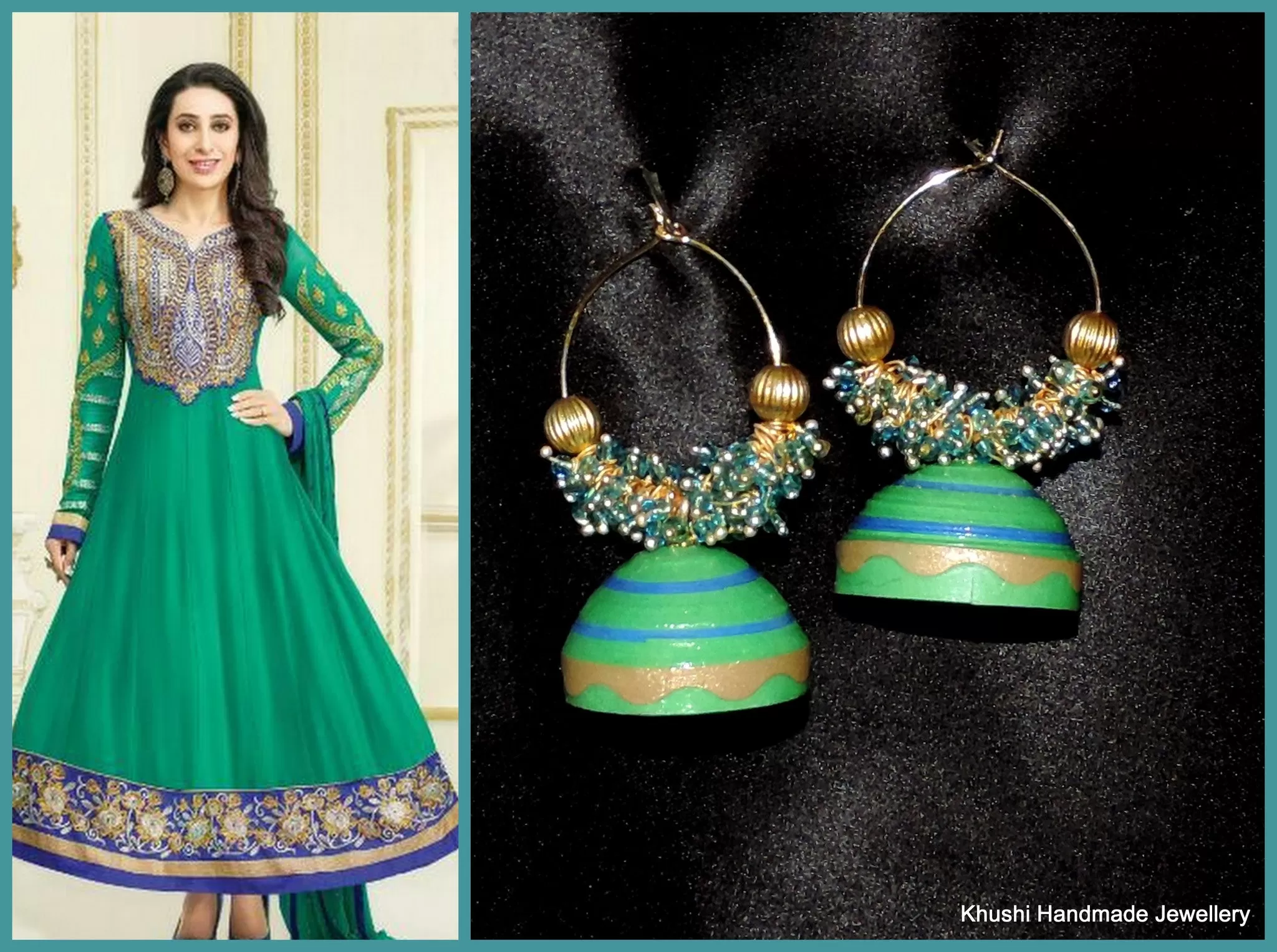 Green Blue hooped jhumka