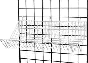 Grid - 24 x 12 x 5 White Downslope Shelf for Grid wall w/ Slanted Front Lip