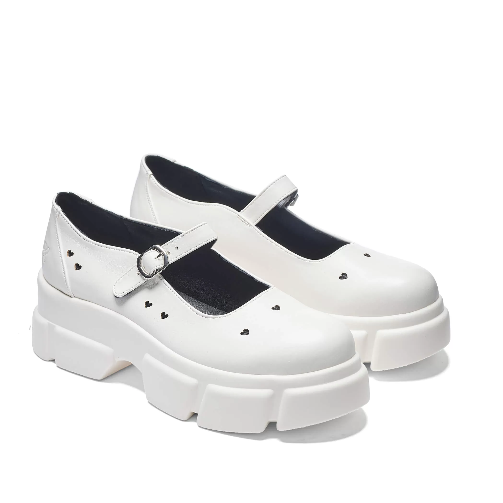 Harmony Heart Mary Jane Shoes - White