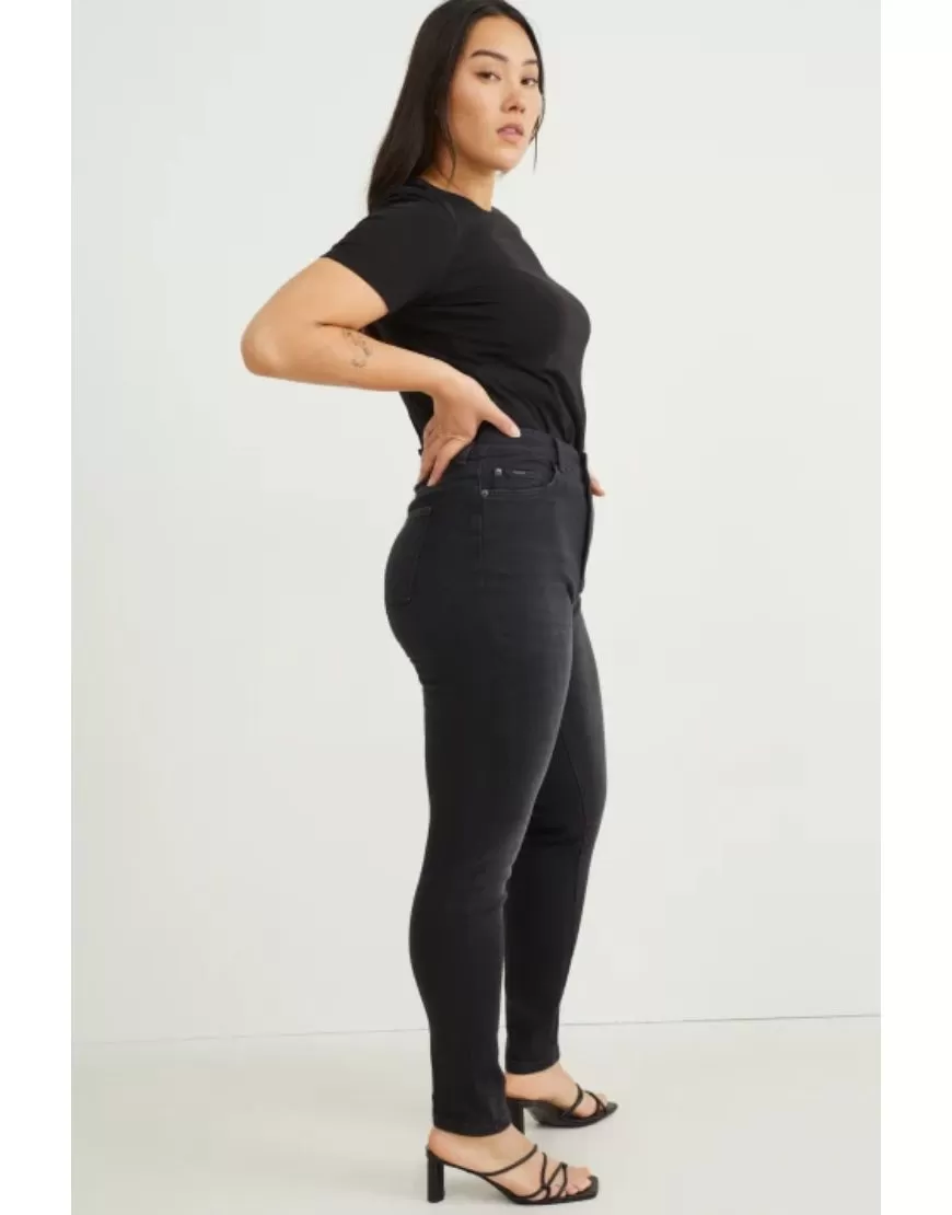 High Waist Curvy Skinny Jeans Black