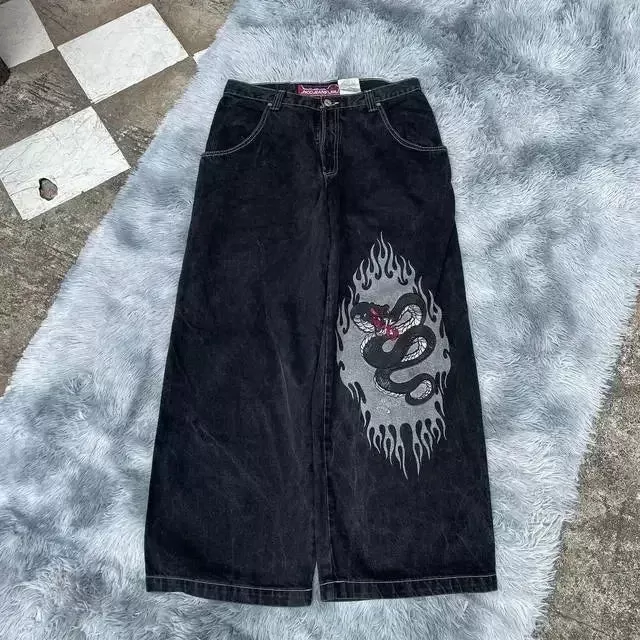 Hip Hop Death Anime Graphic Baggy Jeans Jeans Harajuku Denim Y2k Pants Men Women Goth New High Waist Wide Trousers