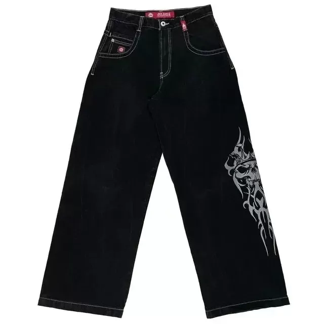 Hip Hop Death Anime Graphic Baggy Jeans Jeans Harajuku Denim Y2k Pants Men Women Goth New High Waist Wide Trousers