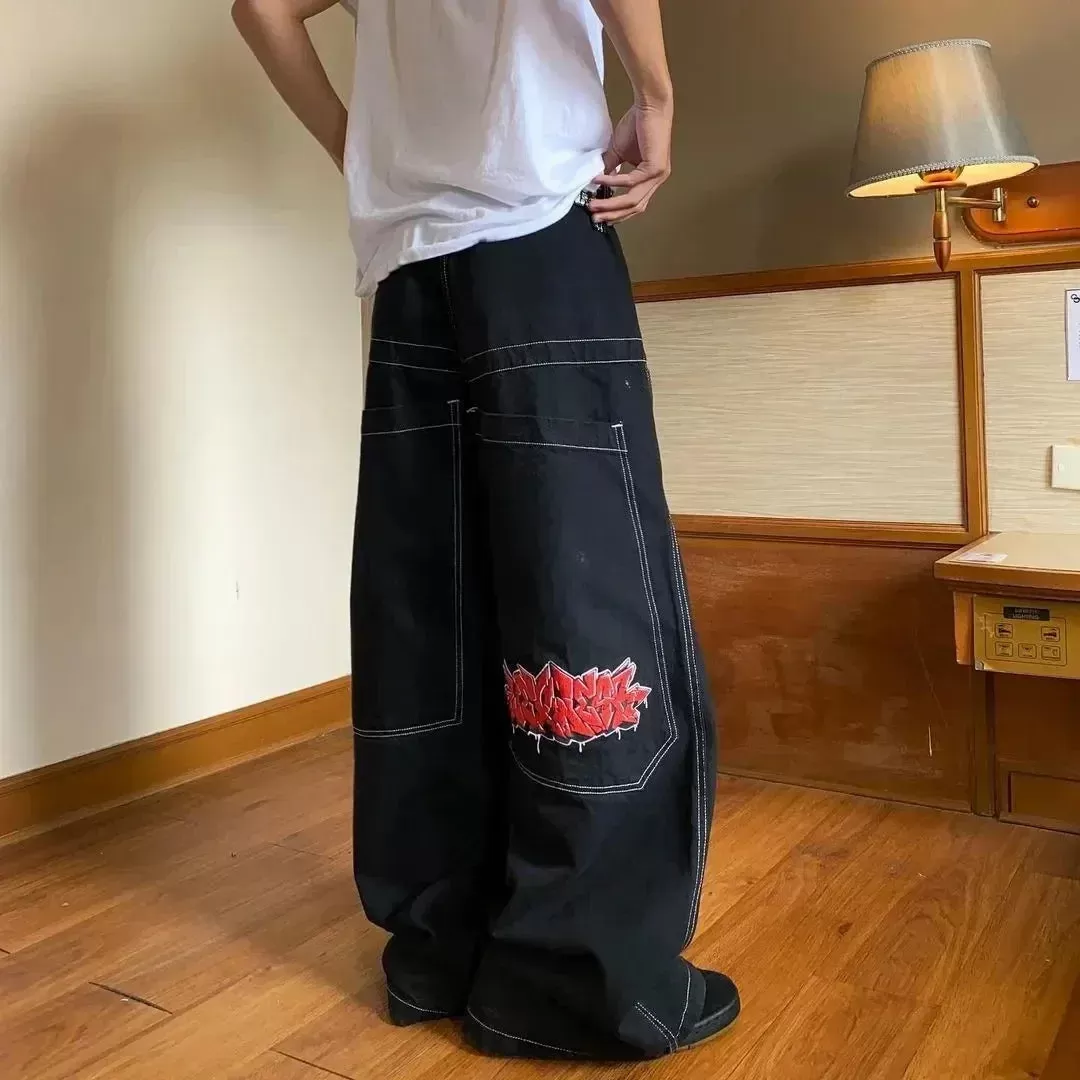 Hip Hop Death Anime Graphic Baggy Jeans Jeans Harajuku Denim Y2k Pants Men Women Goth New High Waist Wide Trousers