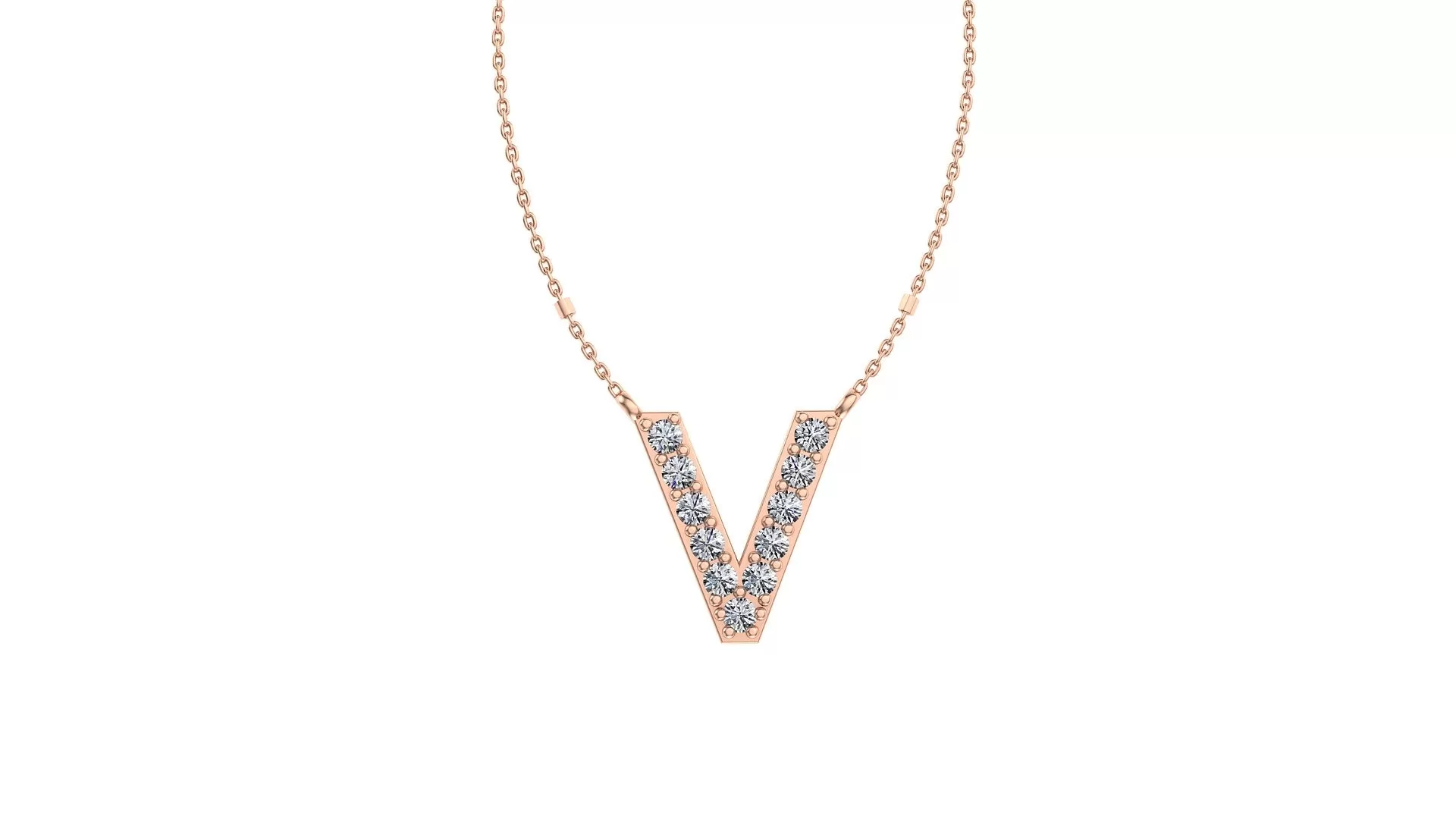 Initial V Diamond Pendant 14K Gold DIP022