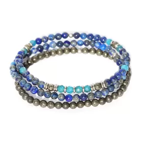 “Intuition and Gratitude” Lapis Lazuli and Pyrite Delicate Bracelet Set