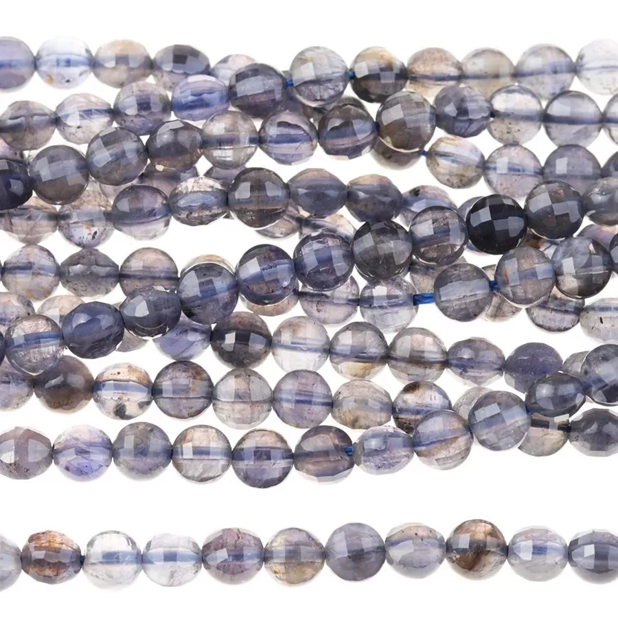 Iolite 4mm Faceted Coin 15-16 Inch