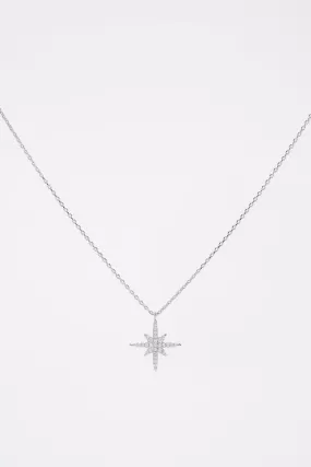 Isla 15 in Gold Plated CZ Star Pendant Necklace - Silver