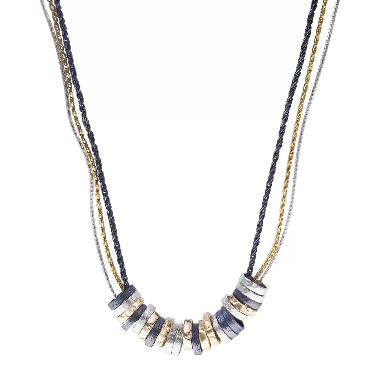 Israeli Celebration Of Silver And Gold Rings Necklace