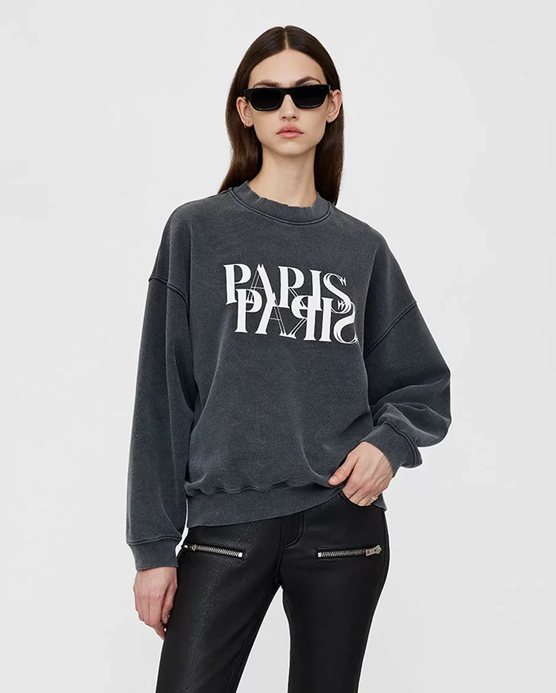 JACI SWEATSHIRT PARIS / WASHED BLACK