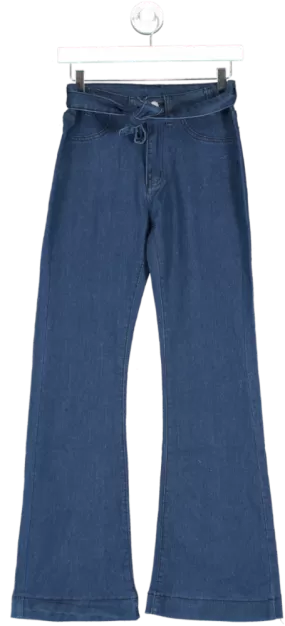 Jessica Jeans Blue Tie Belt Wide Leg Jeans UK S