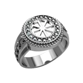 Kolyadnyk Symbol with Zircons Ring Silver 925