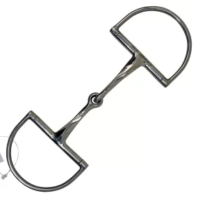 Korsteel Slow Twist Dee Ring Snaffle Bit in Stainless Steel - 5 1/4