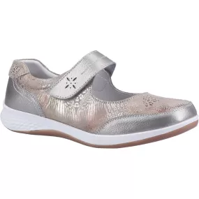 Ladies Fleet & Foster Shoes Strap Over Silver Lightweight Laura