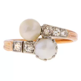 Late Victorian Pearl Toi et Moi Ring