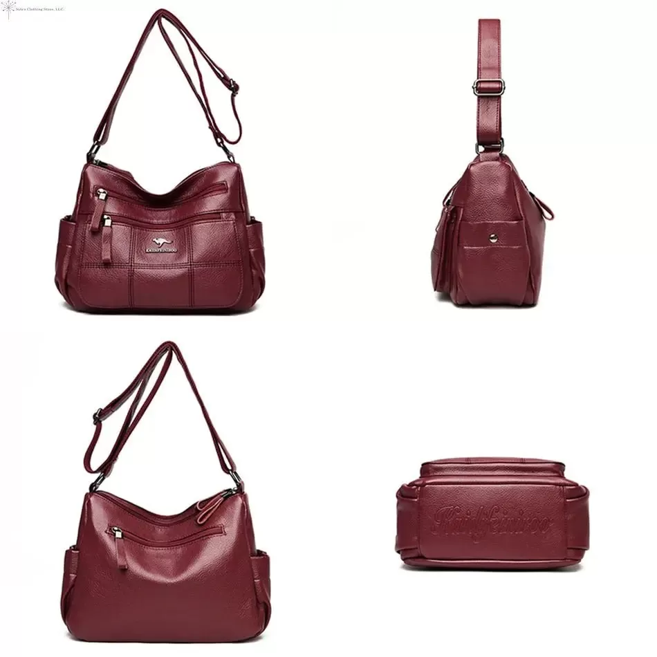 Leather Crossbody Bag Bucket Shape