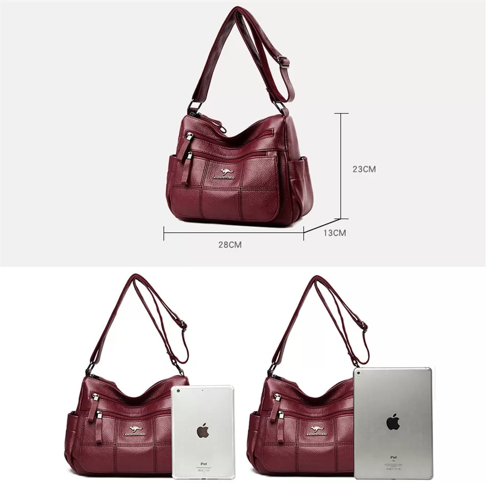 Leather Crossbody Bag Bucket Shape