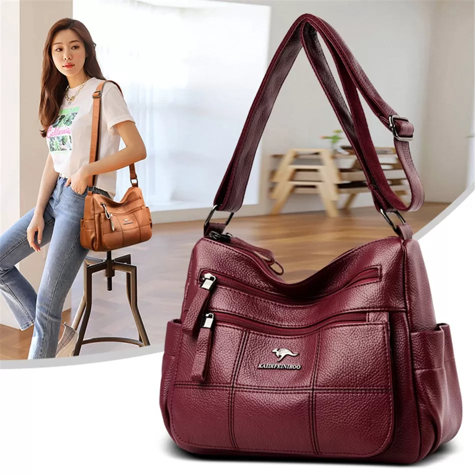 Leather Crossbody Bag Bucket Shape