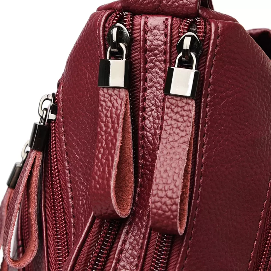 Leather Crossbody Bag Bucket Shape