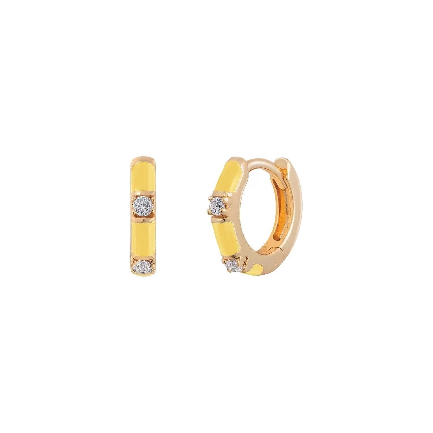 Lemon Yellow CZ Huggie Hoop