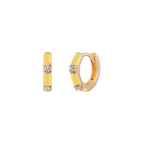 Lemon Yellow CZ Huggie Hoop