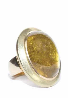 Leo De Vroomen 18KYG Yellow Tourmaline Cocktail Ring