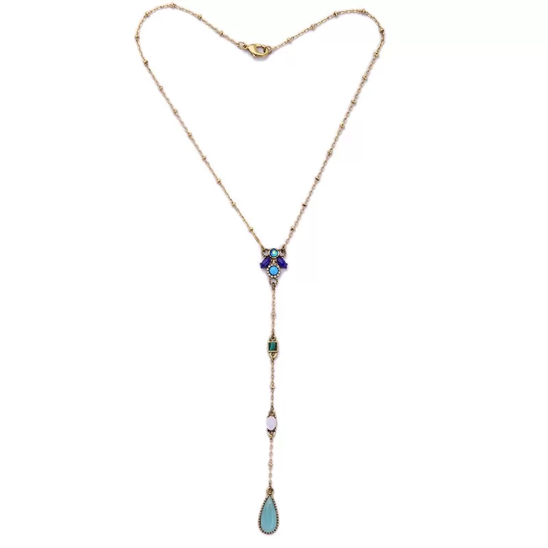 Long Chic Geometric Pendants Chain Necklace