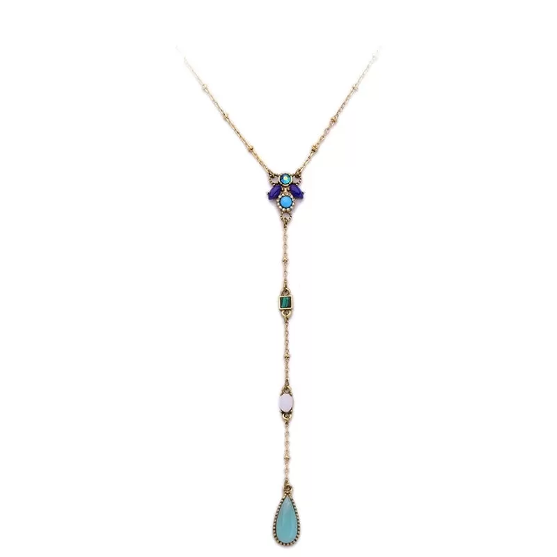 Long Chic Geometric Pendants Chain Necklace