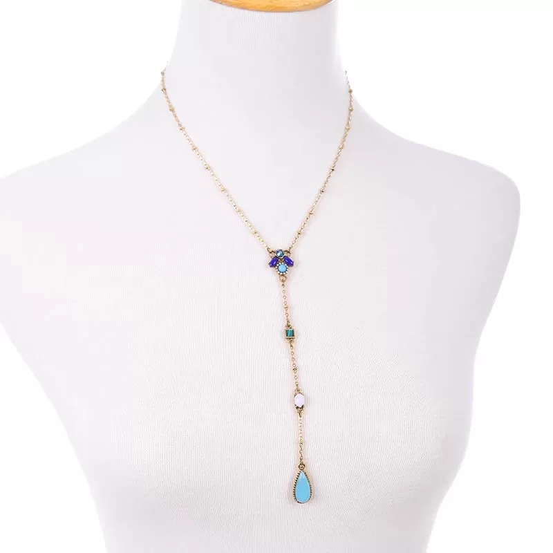 Long Chic Geometric Pendants Chain Necklace