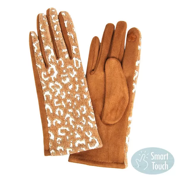 Lurex Leopard Pattern Touch Gloves