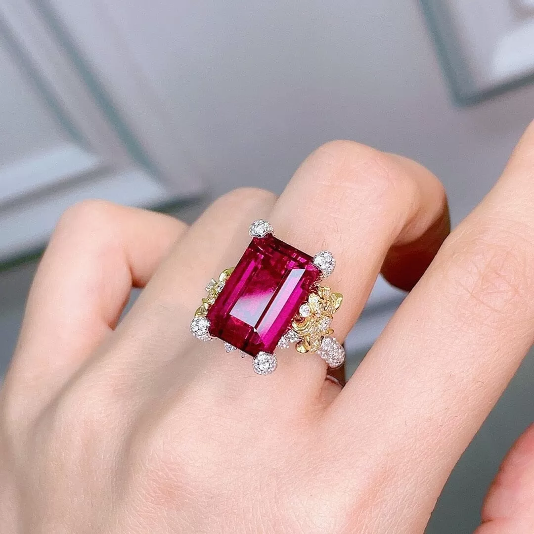 Luxury Vintage Square Ruby Resizable Ring