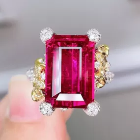 Luxury Vintage Square Ruby Resizable Ring