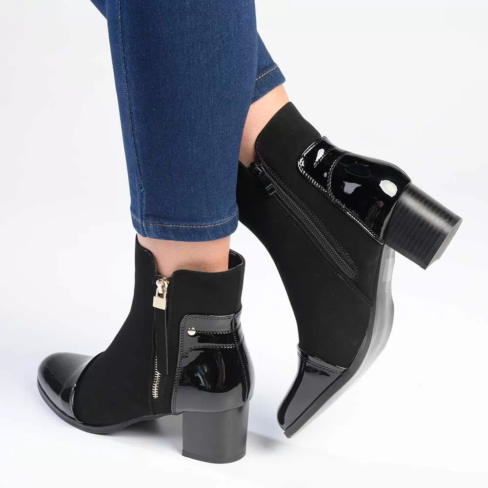 Madison Fabiola Patent Toe Ankle Boot - Black