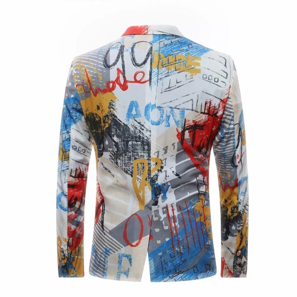 Men Blazer - Graffiti Party Blazer