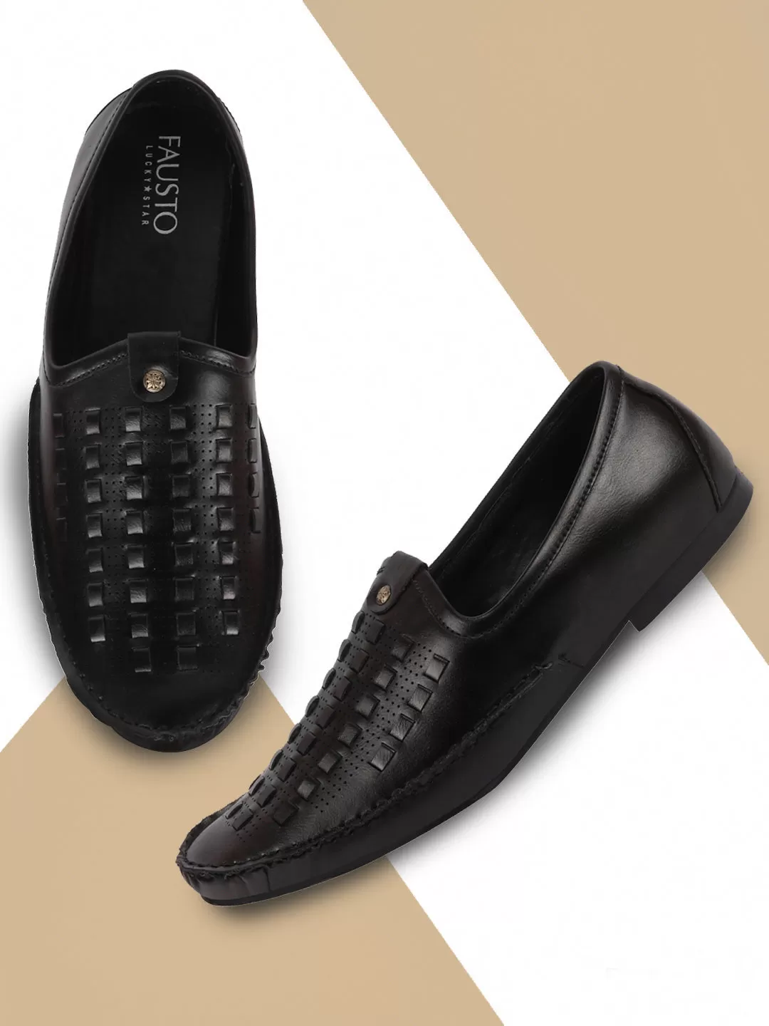 Men Ethnic Black Stitched Juttis & Mojaris