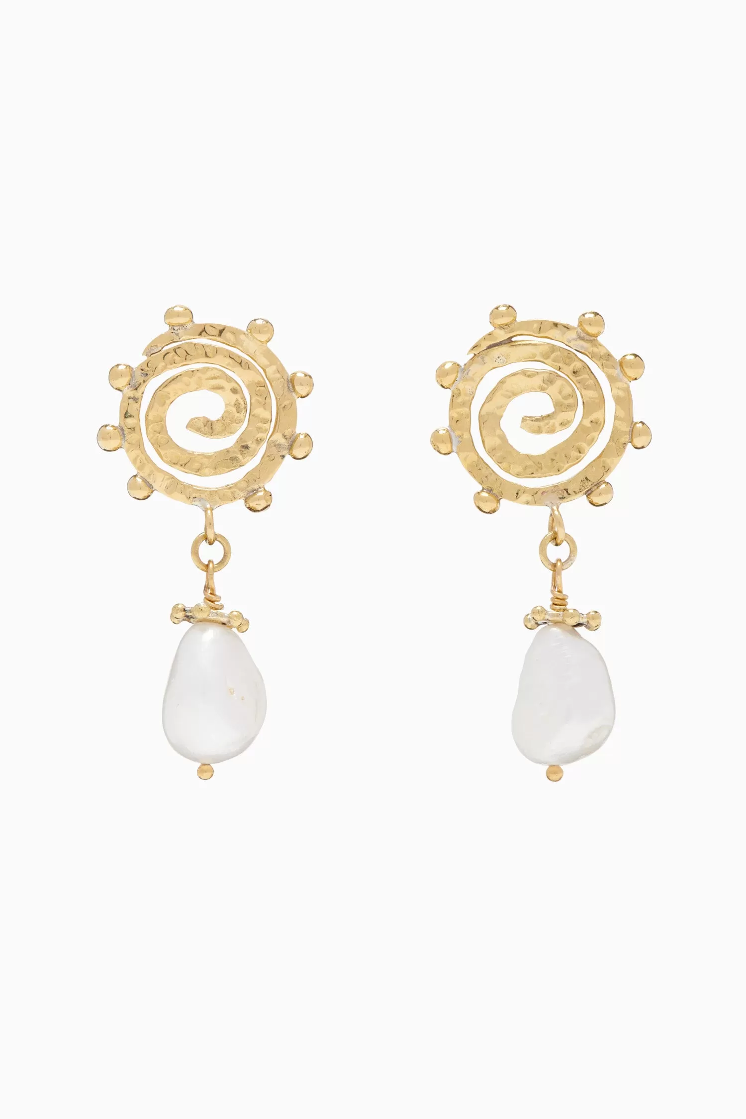 Mini Spiral Stone Earring - Pearl