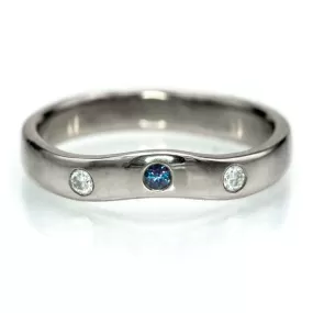 Moissanite and Alexandrite Fitted Contoured Wedding Ring Shadow Band