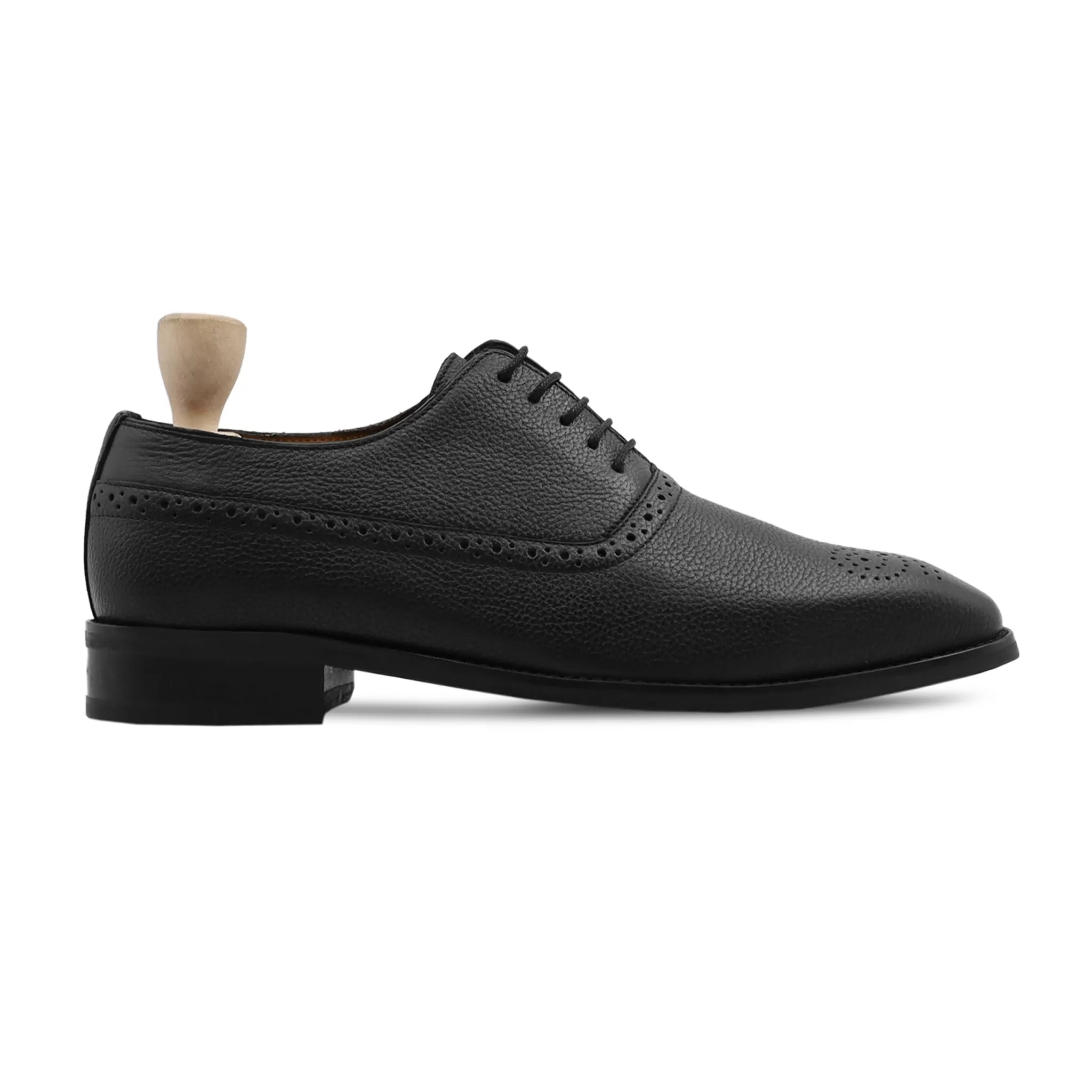 Monte - Men's Black Pebble Grain Oxford Shoe