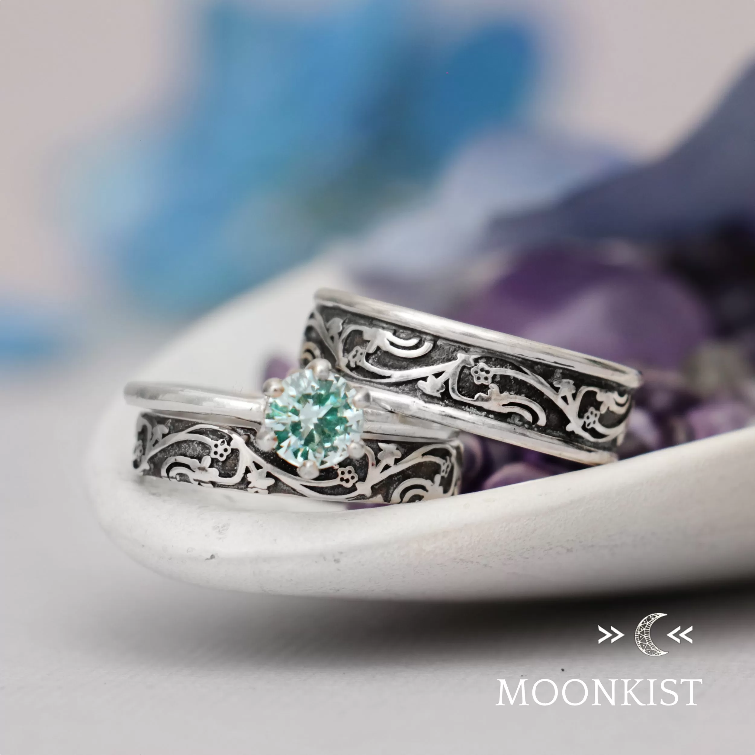 Nature Vine Couples Wedding Ring Set   | Moonkist Designs