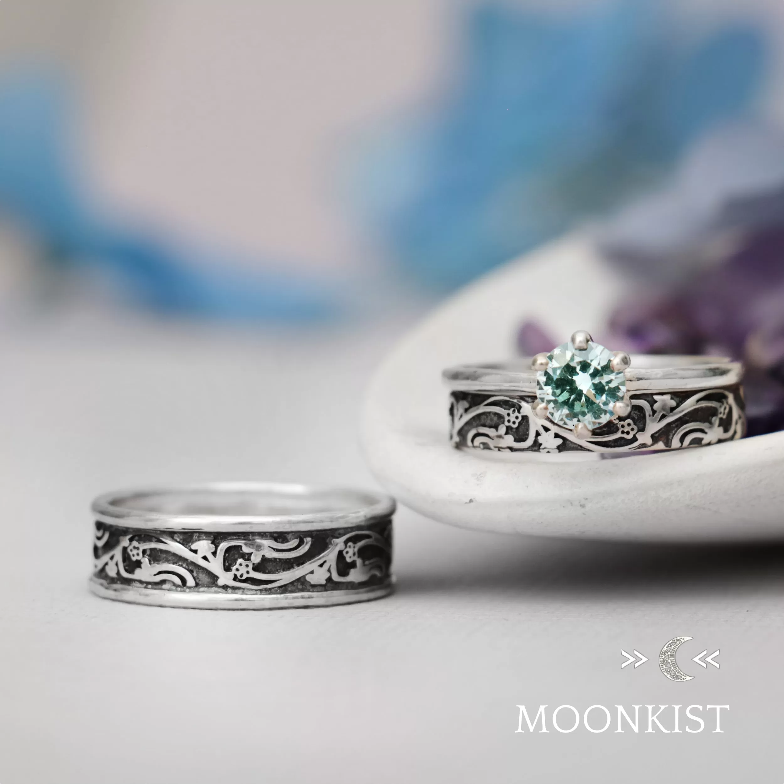 Nature Vine Couples Wedding Ring Set   | Moonkist Designs