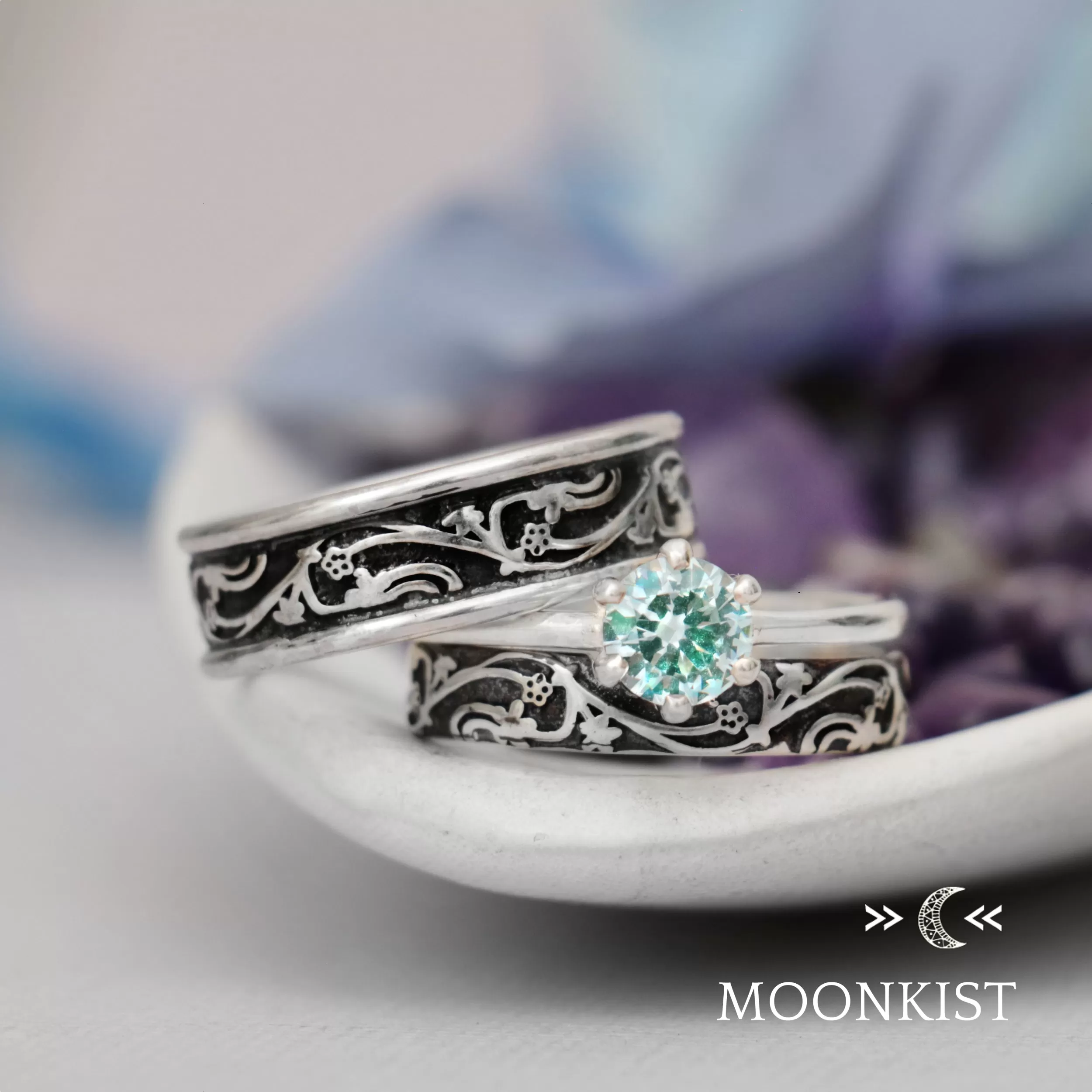 Nature Vine Couples Wedding Ring Set   | Moonkist Designs