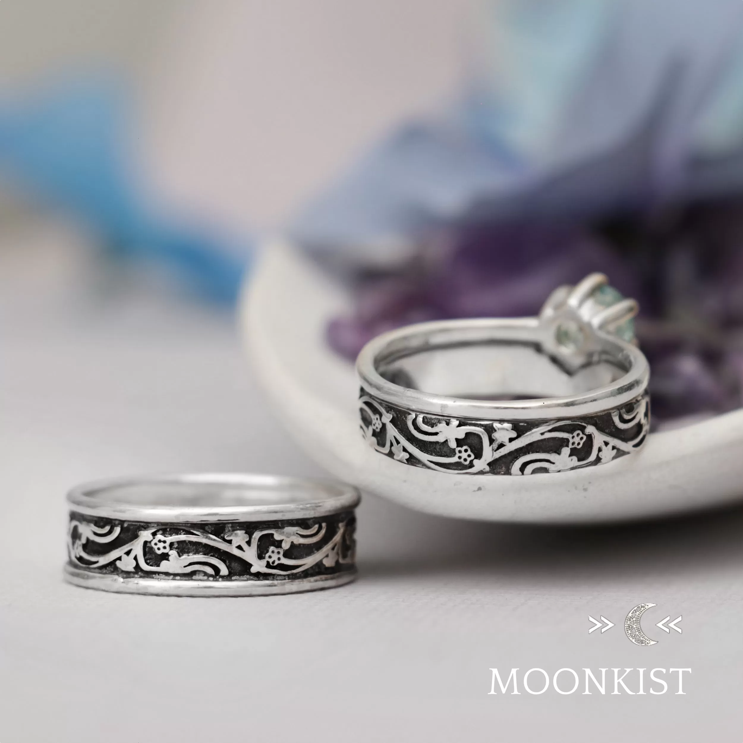 Nature Vine Couples Wedding Ring Set   | Moonkist Designs