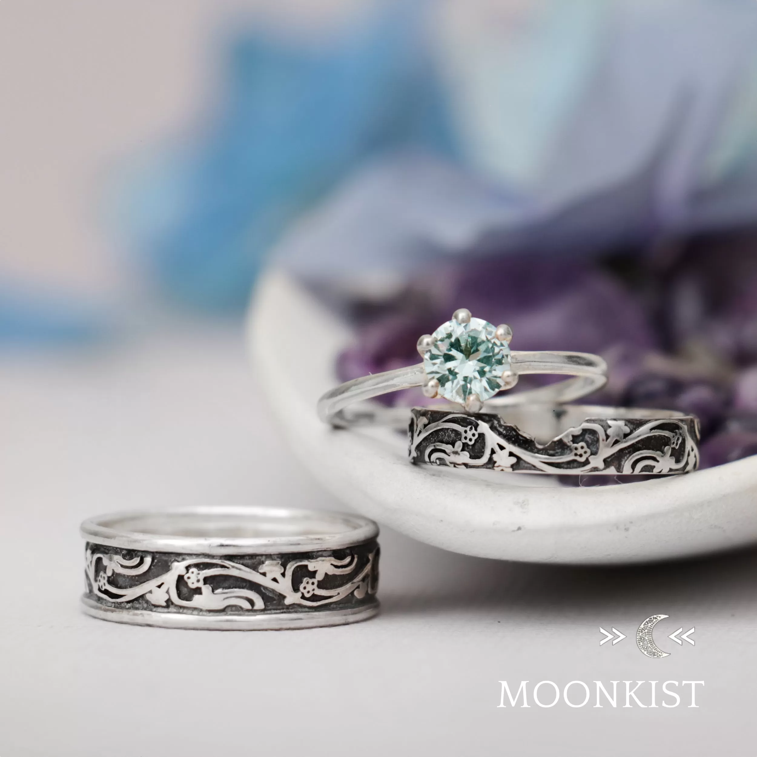 Nature Vine Couples Wedding Ring Set   | Moonkist Designs