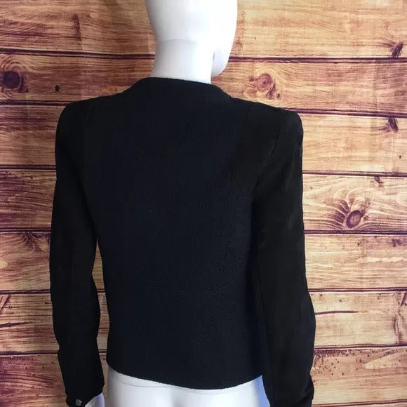 NWT Maje Black Suede Fabric Textured Zip Up Blazer