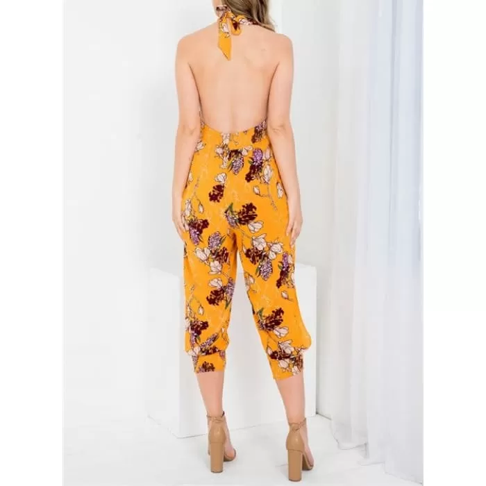 Orange Floral Jumpsuit